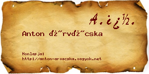 Anton Árvácska névjegykártya